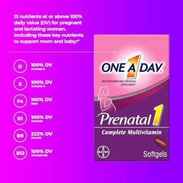 ONE A DAY Women's Prenatal 1 Multivitamin including Vitamin A, Vitamin C, Vitamin D, B6, B12, Iron, Omega-3 DHA & more - Supplement for Before, During, & Post Pregnancy, Red, 30 Count (Pack of 1) (Packaging May Vary)
