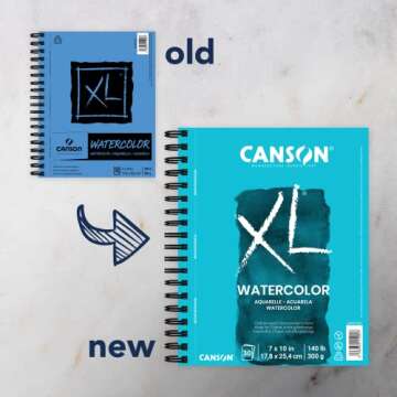 Canson XL Series Watercolor Paper, Wirebound Pad, 7x10 inches, 30 Sheets (140lb/300g) - Artist Paper...