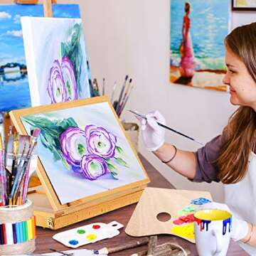 Magicfly Tabletop Easel Portable Art Easel for Painting, Wood Desktop Easel Table Easel Stand for Pa...