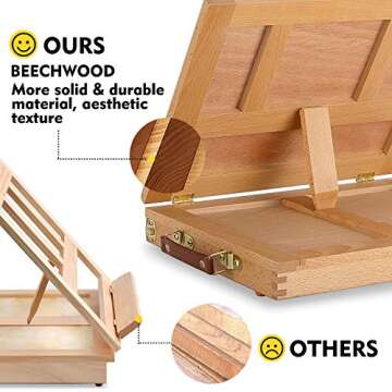 Magicfly Tabletop Easel Portable Art Easel for Painting, Wood Desktop Easel Table Easel Stand for Painting, Beginners Artist Adults Students, 5 Canvas and 1 Paint Palette, Christmas, Birthday Gift