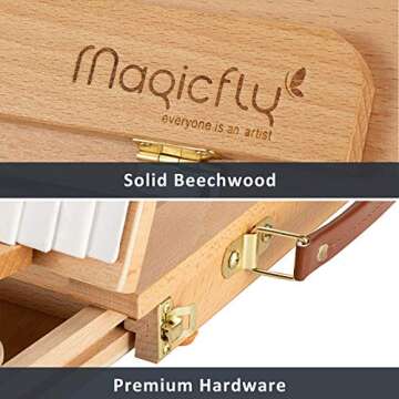 Magicfly Tabletop Easel Portable Art Easel for Painting, Wood Desktop Easel Table Easel Stand for Painting, Beginners Artist Adults Students, 5 Canvas and 1 Paint Palette, Christmas, Birthday Gift