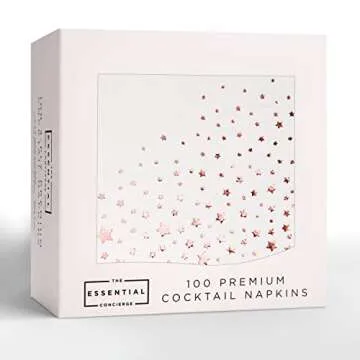 Stylish Rose Gold Napkins, 100 Disposable Rose Gold Cocktail Napkins, Rose Gold Star Napkins, 5x5 Inch Rose Gold Napkins for Wedding, 3- Ply Rose Gold Paper Napkins, Rose Gold Dessert Napkins