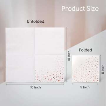 Stylish Rose Gold Napkins, 100 Disposable Rose Gold Cocktail Napkins, Rose Gold Star Napkins, 5x5 Inch Rose Gold Napkins for Wedding, 3- Ply Rose Gold Paper Napkins, Rose Gold Dessert Napkins