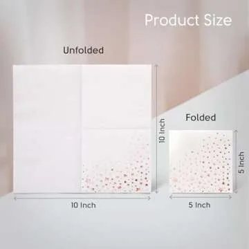 Stylish Rose Gold Napkins, 100 Disposable Rose Gold Cocktail Napkins, Rose Gold Star Napkins, 5x5 Inch Rose Gold Napkins for Wedding, 3- Ply Rose Gold Paper Napkins, Rose Gold Dessert Napkins