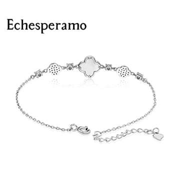 Echesperamo Four Leaf Clover Chain Bracelet for Women mom s925 Silver Bracelet Adjustable delicate l...