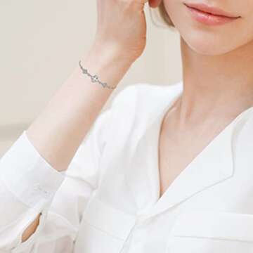 Echesperamo Four Leaf Clover Chain Bracelet for Women mom s925 Silver Bracelet Adjustable delicate lucky Clover Link Bracelet Not infuriating Jewelry Gift for Wife Her