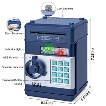 Piggy Bank for Boys,Refasy Electronic Piggy Banks Password Money Saving Box Gifts for 11 Year Old Boy Money Bank Toy Birthday Gifts for Boys Girls Kids Safe Cash Coin Can(Navy)