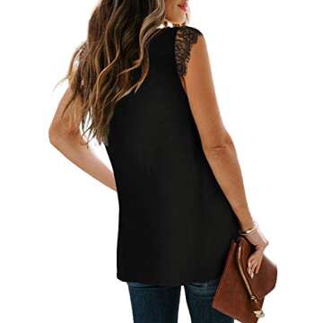 Black Tank Tops for Women V Neck Basic Workout Tanks Side Split S