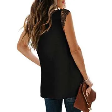 Black Tank Tops for Women V Neck Basic Workout Tanks Side Split S