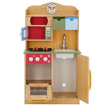 Teamson Kids Little Chef Florence Classic Interactive Wooden Play Kitchen with Colorful Accents and ...