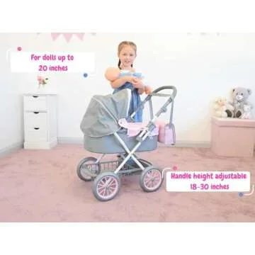 KOOKAMUNGA KIDS Baby Doll Stroller - Foldable and Adjustable for Creative Play