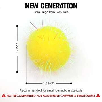 Shizhoo 30 Pieces Sparkle Pom Pom Balls for Cat - Interactive Glitter Balls, Multicolor, Size of 1.2 inches, Best as Kitten Play Toys