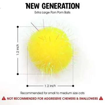 Shizhoo 30 Pieces Sparkle Pom Pom Balls for Cat - Interactive Glitter Balls, Multicolor, Size of 1.2 inches, Best as Kitten Play Toys