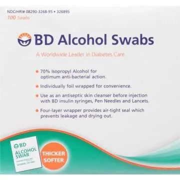 BD Alcohol Swabs 100 Count - Optimal Anti-Bacterial Care