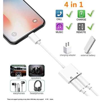 [Apple MFi Certified] iPhone Headphones Adapter Splitter, 2 in 1 Dual Lightning Charger Cable Aux Au...