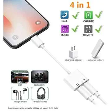 [Apple MFi Certified] iPhone Headphones Adapter Splitter, 2 in 1 Dual Lightning Charger Cable Aux Au...