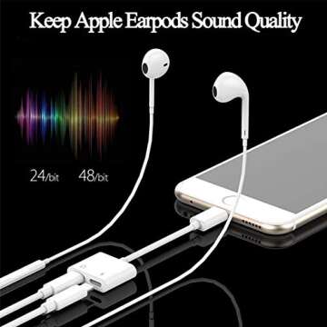[Apple MFi Certified] iPhone Headphones Adapter Splitter, 2 in 1 Dual Lightning Charger Cable Aux Audio Adapter Converter for iPhone 14/13/12/11/XS/XR/X/8/7/6, Not Support iPhone 15 and USB C Devices