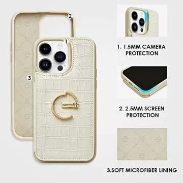 CUSTYPE for iPhone 14 Pro Max case Wallet with Card Holder, 180° Rotation Ring Holder Stand Card Slots Case, Leather Double Snap Cover with Wallet for Women and Men 6.7 "-Beige