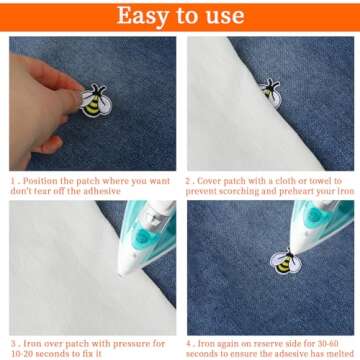 20 PCS Bee Embroidered Patches Bee Shape Patches Bee Buttons for Sewing Applique Patch Cute Fabric Tiny Iron On Embroidered Patches Decoration for Shirts, Jackets, Jeans, Hats, Backpacks, Clothes DIY