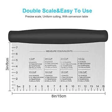 UUBAAR Bench Scraper & Chopper - 6 Inch Stainless Steel Dough Cutter with Contoured Grip, Multi-Purp...