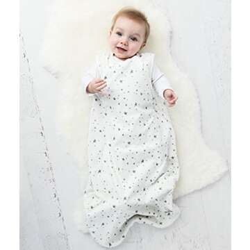 Woolino Merino Wool and Organic Cotton Baby Sleep Sack - 4 Season Classic Sleeping Bag for Baby - Two-Way Zipper Sleeping Bag - Infant Wearable Blanket - 6-18 Months - Stars