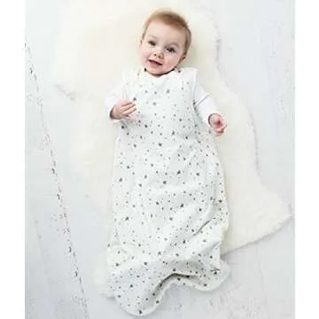 Woolino Merino Wool and Organic Cotton Baby Sleep Sack - 4 Season Classic Sleeping Bag for Baby - Two-Way Zipper Sleeping Bag - Infant Wearable Blanket - 6-18 Months - Stars
