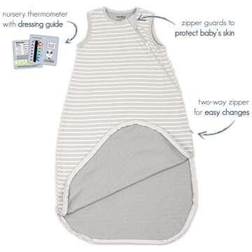 Woolino Merino Wool and Organic Cotton Baby Sleep Sack - 4 Season Classic Sleeping Bag for Baby - Two-Way Zipper Sleeping Bag - Infant Wearable Blanket - 6-18 Months - Stars