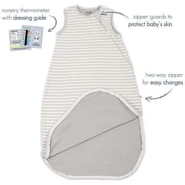 Woolino Merino Wool and Organic Cotton Baby Sleep Sack - 4 Season Classic Sleeping Bag for Baby - Two-Way Zipper Sleeping Bag - Infant Wearable Blanket - 6-18 Months - Stars