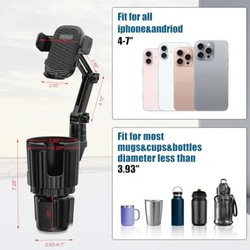 Cup Holder Phone Mount for Car - 360° Rotation