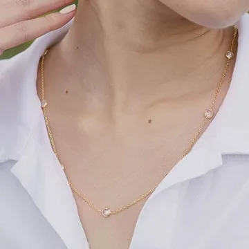 NYC Sterling Gold Plated Cubic Zirconia Necklace for Women