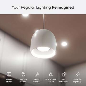 Nanoleaf Essentials Smart LED Color-Changing Light Bulb (60W) - RGB & Warm to Cool Whites, App & Voi...