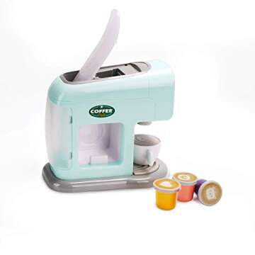 infunbebe Jeeves Jr. Kids Coffee Maker Toy Electronic Pretend Coffee Machine Play with Mug and Coffee Capsules My First Kitchen Appliance for Toddlers