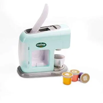 infunbebe Jeeves Jr. Kids Coffee Maker Toy Electronic Pretend Coffee Machine Play with Mug and Coffee Capsules My First Kitchen Appliance for Toddlers