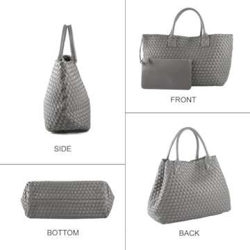 Stylish Vegan Leather Woven Tote Bag for Women