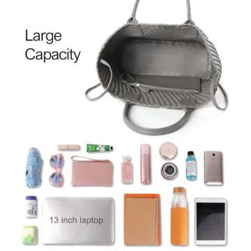 Stylish Vegan Leather Woven Tote Bag for Women