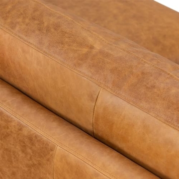 POLY & BARK Sorrento Leather Couch – 86-Inch Leather Sofa with Tufted Back - Full Grain Leather Couch with Feather-Down Topper On Seating Surfaces – Pure-Aniline Italian Leather – Cognac Tan
