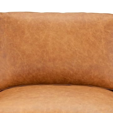 POLY & BARK Sorrento Leather Couch – 86-Inch Leather Sofa with Tufted Back - Full Grain Leather Couch with Feather-Down Topper On Seating Surfaces – Pure-Aniline Italian Leather – Cognac Tan