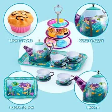 JOYIN 35Pcs Mermaid Tea Party Set for Magical Play