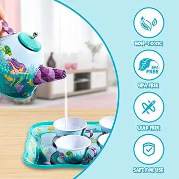 JOYIN 35Pcs Mermaid Tea Party Set for Magical Play