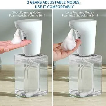 Touchless Foaming Soap Dispenser, 450ml Automatic Foam Dispenser, Infrared Motion Sensor, Battery Operated, 2 Adjustable Foaming Modes, Hand Free Countertop Soap Pump for Bathroom