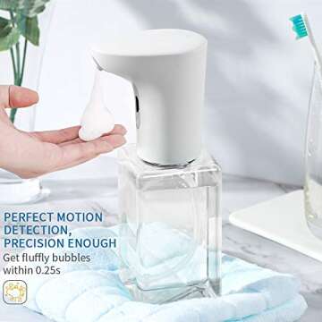Touchless Foaming Soap Dispenser, 450ml Automatic Foam Dispenser, Infrared Motion Sensor, Battery Operated, 2 Adjustable Foaming Modes, Hand Free Countertop Soap Pump for Bathroom