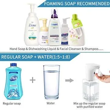 Touchless Foaming Soap Dispenser, 450ml Automatic Foam Dispenser, Infrared Motion Sensor, Battery Operated, 2 Adjustable Foaming Modes, Hand Free Countertop Soap Pump for Bathroom