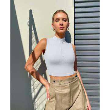 Stylish OQQ Women's 2 Piece Tank Tops for Gym and Casual Wear