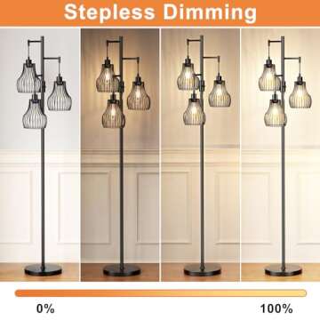 Dimmable Floor Lamp with 3 LED Bulbs Included