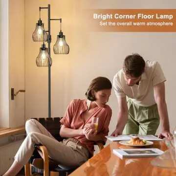 Dimmable Floor Lamp with 3 LED Bulbs Included