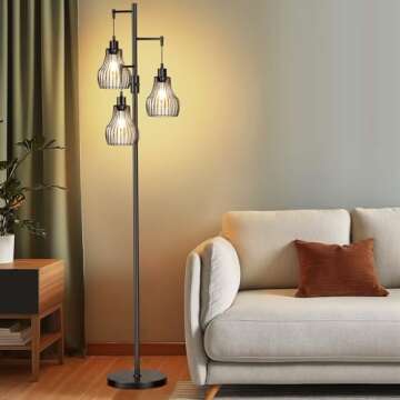 Dimmable Floor Lamp with 3 LED Bulbs Included