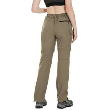 Wespornow Women's-Hiking-Pants Convertible-Zip-Off-Quick-Dry-Pants for Cargo, Camping, Travel, Outdoor, Fishing, Safari (Khaki, Medium)