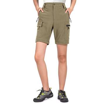Wespornow Women's-Hiking-Pants Convertible-Zip-Off-Quick-Dry-Pants for Cargo, Camping, Travel, Outdoor, Fishing, Safari (Khaki, Medium)