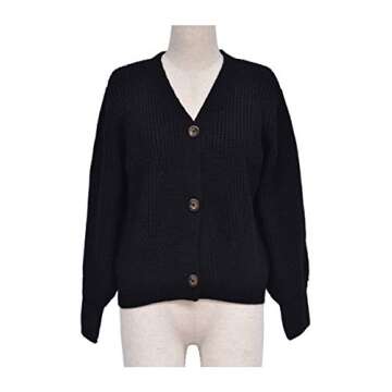 Angashion Women's V Neck Button Down Cable Knit Cardigan