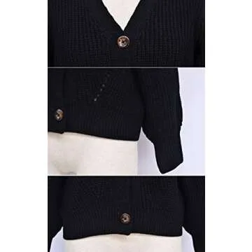 Angashion Women's V Neck Button Down Cable Knit Cardigan